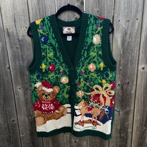 Vintage Teddy Bear Christmas Sweater Vest